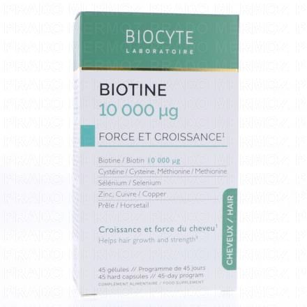 Biotine 10000 µg - Force et Croissance Cheveux x45 Gélules