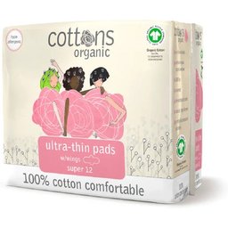 Tampons de coton ultra-mince avec des ailes superabsorbantes 12 pcs