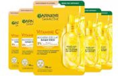 SkinActive Vitamin C Masque Tissu Sérum Booster Éclat 5 x 28 ML - Lot
