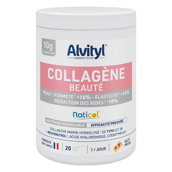 Collagène Beauté Marin hydrolisé de Type 1 et 3 - Goût Pêche agréable – 210 gr