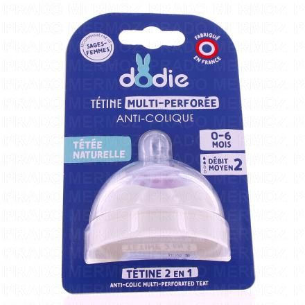 Tétine multi-perforée anti-colique 0/6 mois débit 2