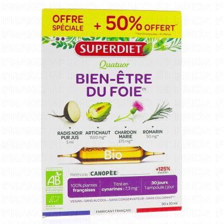 Quatuor bio digestion et vitalité du foie boîte de 30 ampoules x 10ml