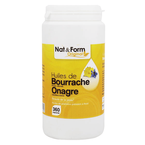 Original Huile Bourrache Onagre Vitamine E 360 capsules