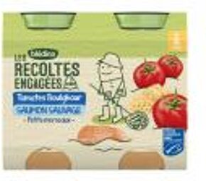 Les Récoltes Bio Petits Tomates Boulghour Saumon Sauvage 8 Mois 2 POTS - Carton 2 pots de 200 g
