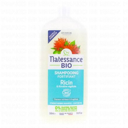 Shampooing fortifiant Ricin bio et kératine végétale flacon 500ml