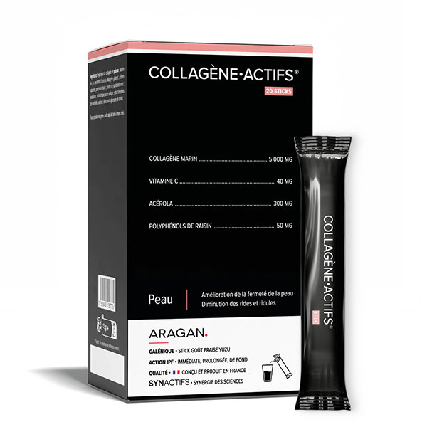 Aragan Collagène Actifs Fermeté de la Peau Rides et Ridules 20 sticks