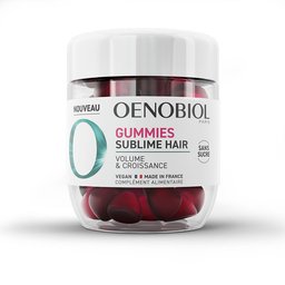 Oenobiol Gummies Sublime hair - Favorise la croissance, Redonne du volume - Programme 1 mois - 60 Gummies - Arôme naturel cerise - Complément Alimentaire - Sans sucre - Vegan - Made in France