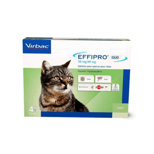 Effipro Duo Insecticide Chat spot on pipette boite de 4