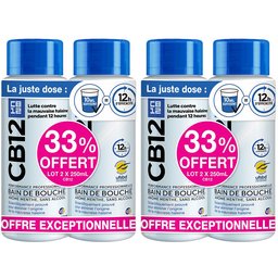 - Bain de bouche - Lutte contre la mauvaise haleine pendant 12 heures - Sans alcool - Arôme menthe - Flacons Lot de 2x250 ml