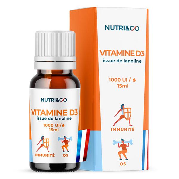 Nutri&Co Vitamine D3 issue de Lanoline - 1000 U.I par Goutte - 15ml