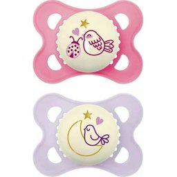 Original Pure Nuit Sucette Silicone Rose/Violet 2-6M 2 uts