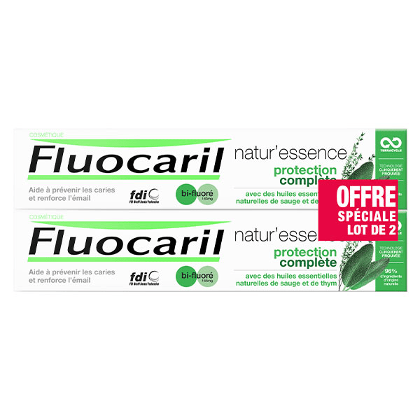 Natur'Essence Dentifrice Bi-Fluoré 145mg Protection Complète Lot de 2 x 75ml