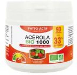 Acérola Bio 1000 60 Comprimés + 30 Comprimés à Croquer Offerts - Pot 90 comprimés