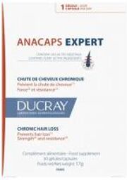Anacaps Expert - Chute de Cheveux Chronique Hormonale et Héréditaire Cure 1 Mois 30 Capsules - Boîte 30 gélules
