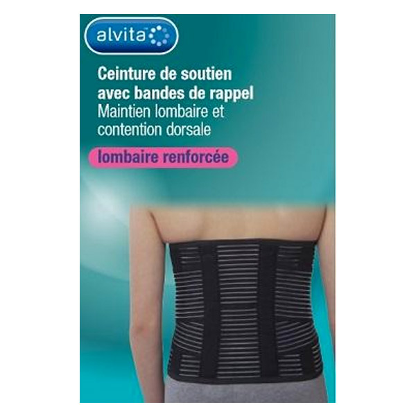 Ceinture de Soutien Lombaire Renforcée avec Bandes de Rappel H26 Noire T1