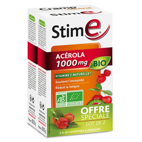 Physcience Stim E Acérola 1000mg Bio Lot de 2 x 28 comprimés