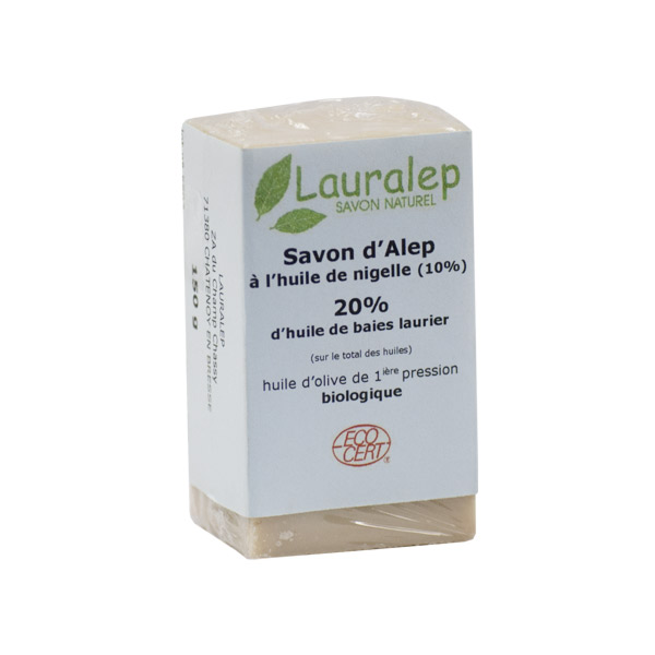 Savon d'Alep Bio 20% d'Huile de Laurier et Huile de Nigelle 150g