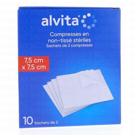 Compresses en non-tissé stériles taille 7,5*7,5 cm - 10 sachets de 2 compresses