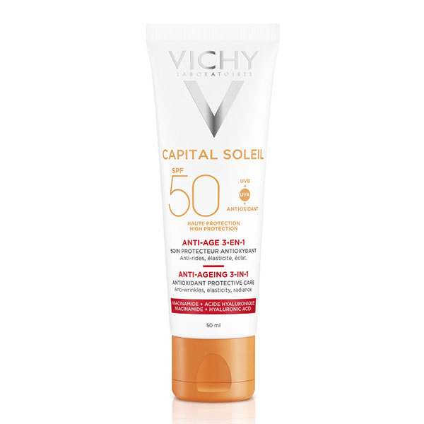 Capital Soleil Crème Solaire Visage Anti-Âge 3 en 1 SPF50 50ml