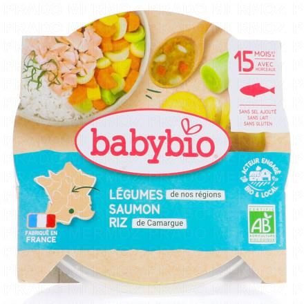 Repas du Midi - Petit plat Méli-mélo de légumes, saumon, riz dès 15 mois 260g