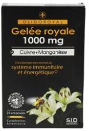 Oligoroyal Gelée Royale 1000 mg + Cuivre + Manganèse 20 Ampoules - Boîte 20 ampoules de 10 ml