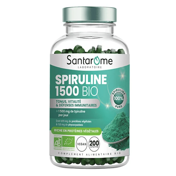 Santarome - Spiruline Bio - Immunité et Tonus -  200 comprimés