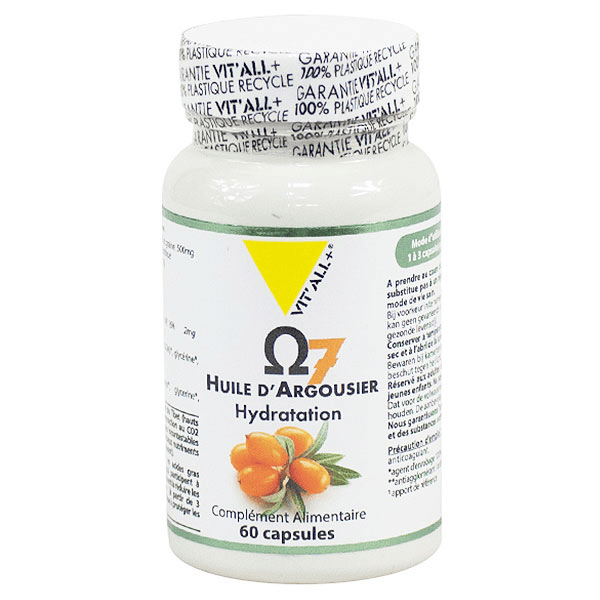 Oméga 7 Huile d'Argousier 500mg Hydratation - 60 capsules