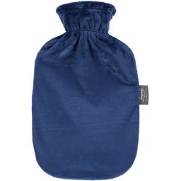 Bouillotte à Eau Housse Velours Douce Bleu Foncé 2L
