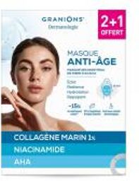 Masque Anti-Âge Seconde Peau 2 Masques + 1 Offert - Boîte 2 x 22 ml + 1 offert