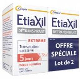 Détranspirant Extrême Aisselles Peaux Normales Transpiration Excessive Roll-On 2 x 15 ml - Lot 2 x 15 ml
