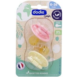 Gaia Pack Sucettes Rondes Caoutchouc 6-36m Rose 2 Unités