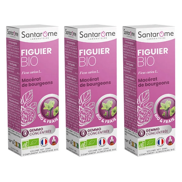 Santarome Figuier Bio Macérat de Bourgeons Gemmothérapie Stress Lot de 3 x 30 ml