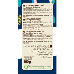 Toast de maïs au riz grillé sans gluten 100g