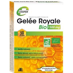 - Gelée Royale BIO 1500Mg - Actifs naturels, Sans Alcool, Sans Colorant, Sans Conservateur - Fabriquée en France - x20 Ampoules de 10Ml