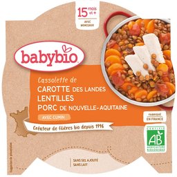 Cassolette DE Carotte DES Landes Lentilles Porc DE Nouvelle-Aquitaine AU Cumin dès 15 mois