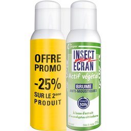 Insect Ecran - Brume Anti-Moustiques - Protection contre les piqûres de moustiques & tiques - Répulsifs peau - Actif d'origine végétale - Aérosol - 100 ml - Lots de 2 - Utilisation facilitée - F
