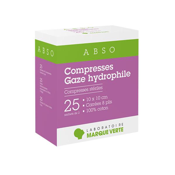 Compresses Stériles Gaze Hydrophile 10cm x 10cm 25 x 2 compresses