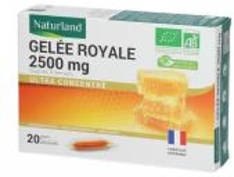 Gelée Royale 2500 mg Bio 20 Ampoules - Boîte 20 ampoules de 10 ml