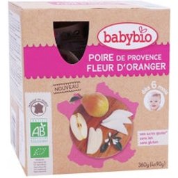 Babybio Gourde Poire Fl Oranger 6M 4X90G