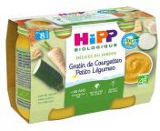 Délices du Jardin Gratin de Courgettes Petits Légumes dès 8 Mois Bio 2 Pots - Carton 2 pots de 190 g