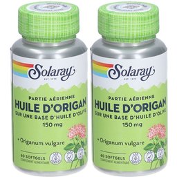 Solaray® Partie aérienne - Huile d'origan sur une base d'huile d'olive 150 mg