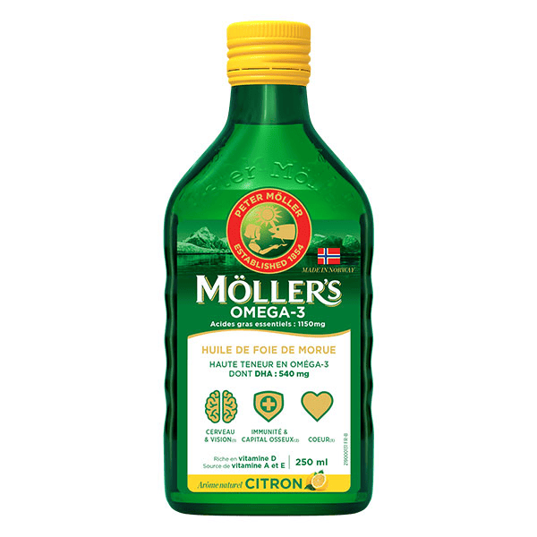 Möller’s Oméga-3 Huile de foie de morue arome naturel citron