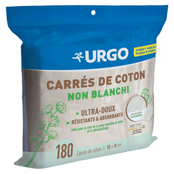 Premiers Soins Carrés de Coton Non Blanchis 180 unités
