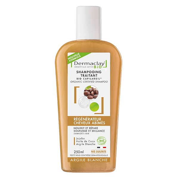 Shampoing Traitant Bio Régénérateur Cheveux Abimés Argile Blanche 250ml