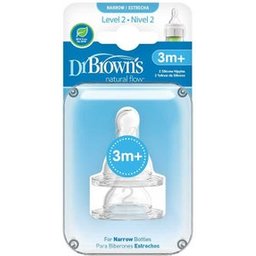 Kit de tétines à bouche étroite Dr Brown's +3m 2 pièces