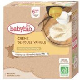 Crème Semoule au Lait de Vache Français - Vanille - Boîte 4 gourdes de 85 g