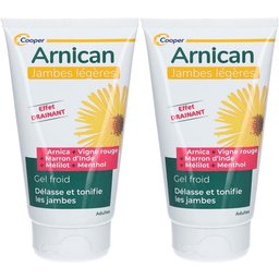 Arnican - Jambes légères - Gel froid cosmétique à base d'arnica, de menthol et d'extraits de plantes - Effet drainant - Délasse et tonifie les jambes - Tube de 150 ml