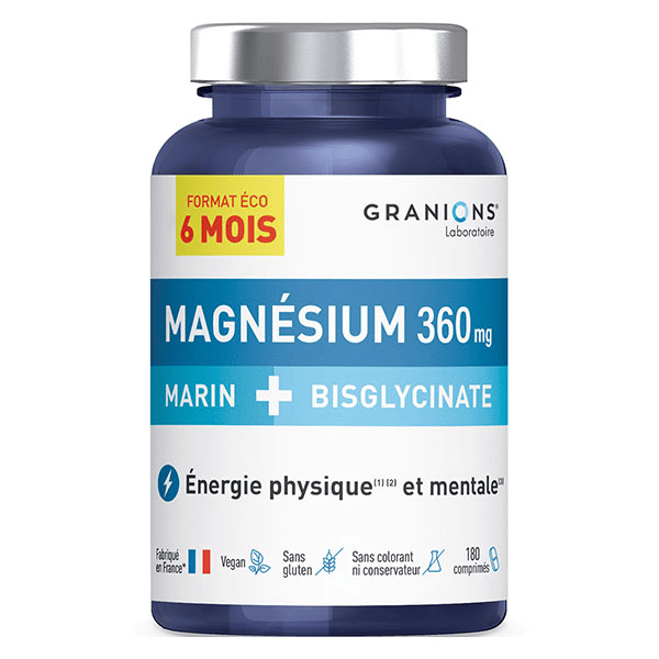 Granions Double Magnésium 360 mg - Format Eco - 6 Mois - 180 comprimés