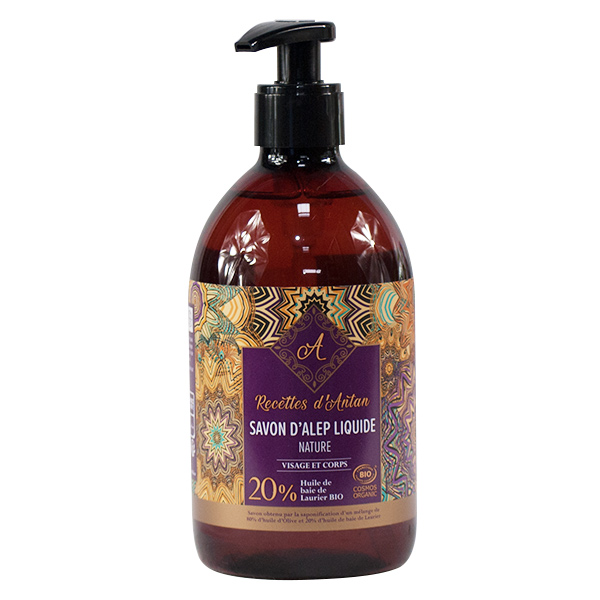 Recettes d'Antan Savon d'Alep Liquide Bio 20% d'Huile de Baie de Laurier 500ml