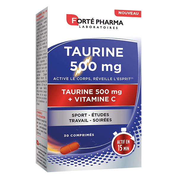Taurine 500 mg Vitamine C Energie Action 15 min 30 comprimés